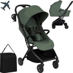 Lionelo SIA FLEX 2in1 bērnu pastaigu un ceļojumu ratu komplekts krāsa Green Emerald