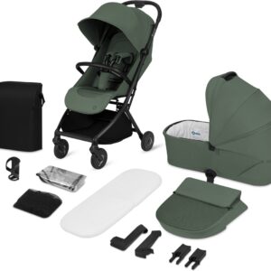 Lionelo SIA FLEX 2in1 bērnu pastaigu un ceļojumu ratu komplekts krāsa Green Emerald