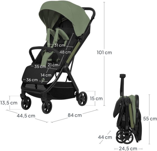 Ratini.lv | JULIE AIR bērnu pastaigu un ceļojumu ratiņi krāsa GREEN SAGE bilde #23