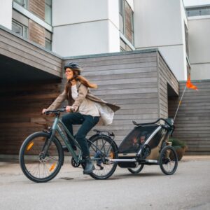 Thule Chariot Cross divvietīgā velosipēdu piekabe bērniem krāsa Dark Slate
