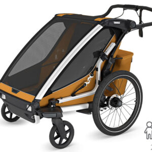 Thule Chariot Sport 2 Double divvietīgā velosipēdu piekabe bērniem krāsa Natural Gold