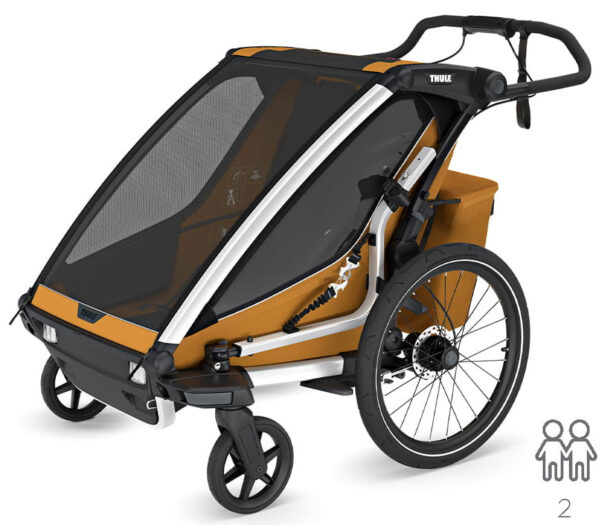 Thule Chariot Sport 2 Double divvietīgā velosipēdu piekabe bērniem krāsa Natural Gold
