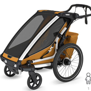 Thule Chariot Sport 2 vienvietīgā velosipēdu piekabe bērniem krāsa Natural Gold