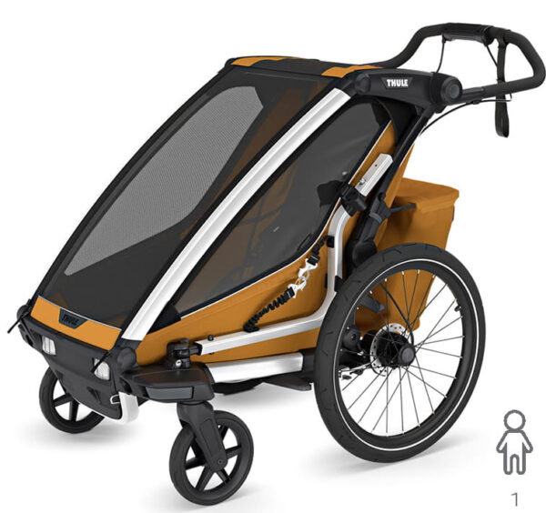 Thule Chariot Sport 2 vienvietīgā velosipēdu piekabe bērniem krāsa Natural Gold