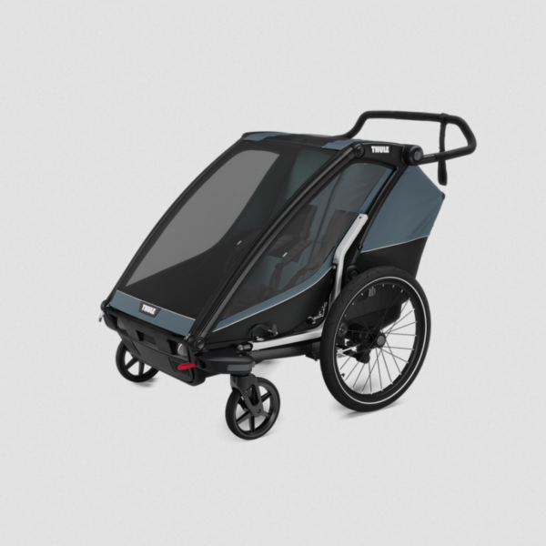Thule Chariot Cab divvietīga velosipēdu piekabe bērniem krāsa Dark Slate