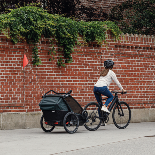 Thule Chariot Cab divvietīga velosipēdu piekabe bērniem krāsa Dark Slate