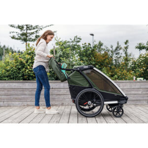 Thule Chariot Cab divvietīga velosipēdu piekabe bērniem krāsa Dark Slate