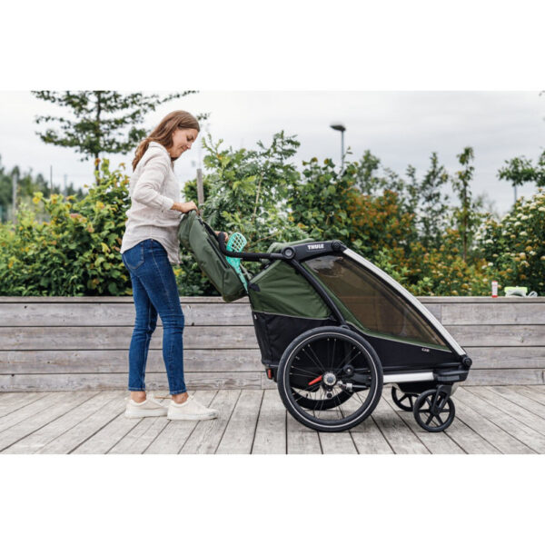 Thule Chariot Cab divvietīga velosipēdu piekabe bērniem krāsa Dark Slate