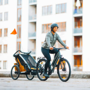 Thule Chariot Sport 2 vienvietīgā velosipēdu piekabe bērniem krāsa Natural Gold