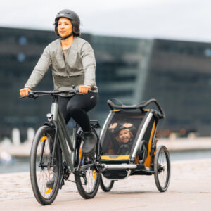 Thule Chariot Sport 2 vienvietīgā velosipēdu piekabe bērniem krāsa Natural Gold