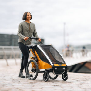 Thule Chariot Sport 2 vienvietīgā velosipēdu piekabe bērniem krāsa Natural Gold