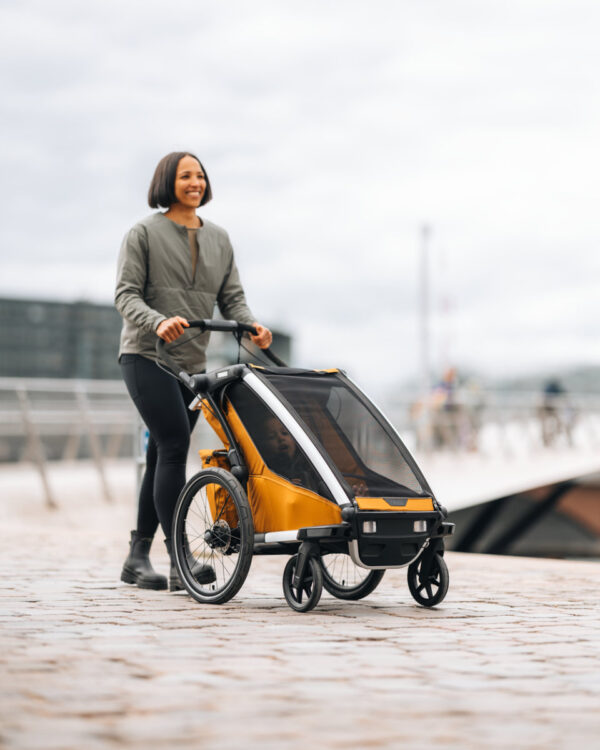 Ratini.lv | Chariot Sport 2 vienvietīgā velosipēdu piekabe krāsa Natural Gold bilde #27