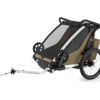 Thule Chariot Cross divvietīgā velosipēdu piekabe bērniem krāsa Khaki