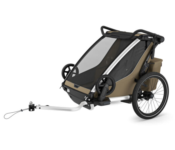 Thule Chariot Cross divvietīgā velosipēdu piekabe bērniem krāsa Khaki