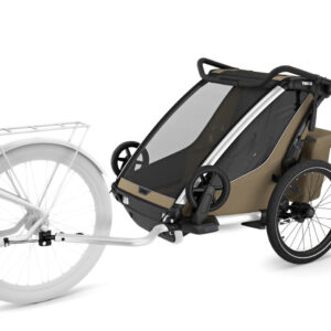 Thule Chariot Cross divvietīgā velosipēdu piekabe bērniem krāsa Khaki