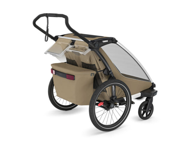 Thule Chariot Cross divvietīgā velosipēdu piekabe bērniem krāsa Khaki