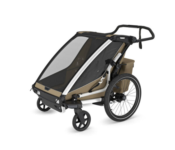Thule Chariot Cross divvietīgā velosipēdu piekabe bērniem krāsa Khaki