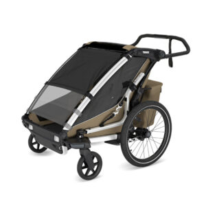 Thule Chariot Cross divvietīgā velosipēdu piekabe bērniem krāsa Khaki