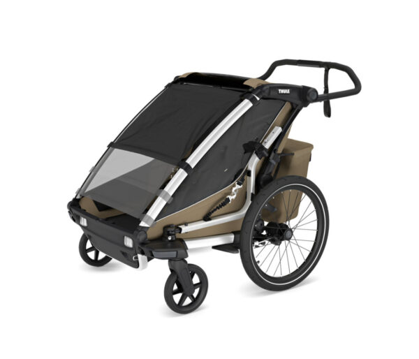 Thule Chariot Cross divvietīgā velosipēdu piekabe bērniem krāsa Khaki