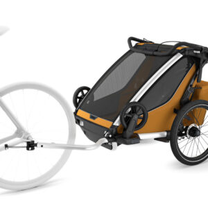Thule Chariot Sport 2 Double divvietīgā velosipēdu piekabe bērniem krāsa Natural Gold