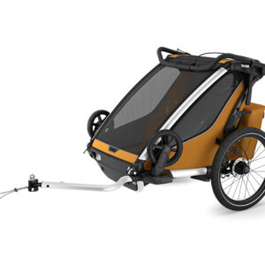 Thule Chariot Sport 2 Double divvietīgā velosipēdu piekabe bērniem krāsa Natural Gold