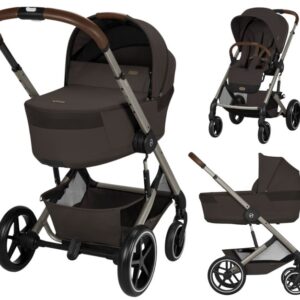 Cybex Balios S LUX Fold 2in1 bērnu ratu komplekts ar salokāmu kulbiņu krāsa Chocolate Brown