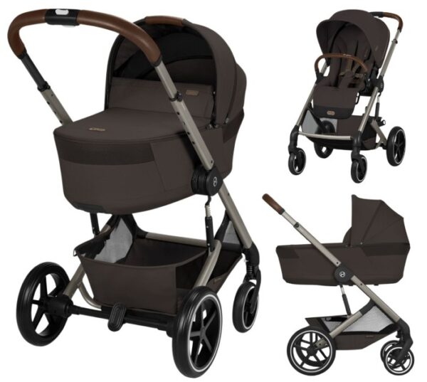 Cybex Balios S LUX Fold 2in1 bērnu ratu komplekts ar salokāmu kulbiņu krāsa Chocolate Brown
