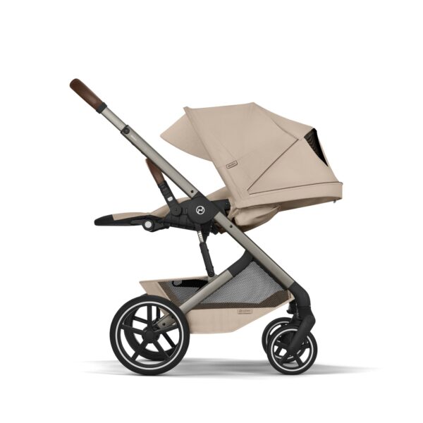 Cybex Balios S LUX Fold 2in1 bērnu ratu komplekts ar salokāmu kulbiņu krāsa Almond Beige