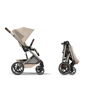 Cybex Balios S LUX Fold 2in1 bērnu ratu komplekts ar salokāmu kulbiņu krāsa Almond Beige