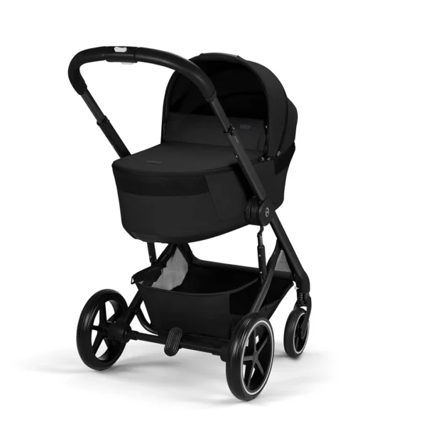 Cybex Balios S LUX Fold 2in1 bērnu ratu komplekts ar salokāmu kulbiņu krāsa Moon Black